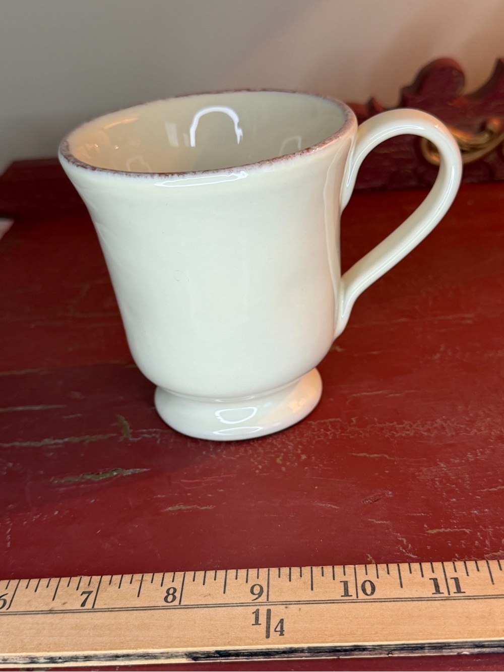 Vietri Cream Pedestal Ceramic Mug